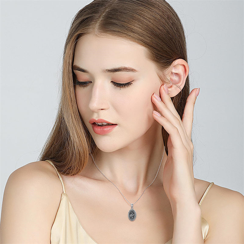 Sterling Silver Personalized Photo 12 Month Birth Flower Pendant Necklace