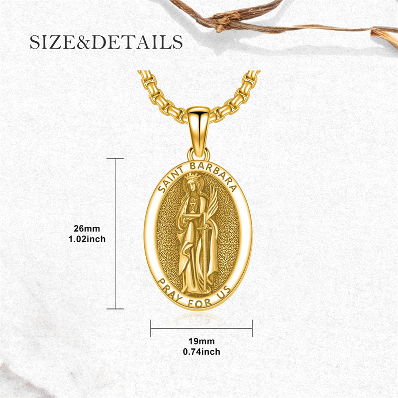 Sterling Silver Saint Barbara Goddess Amulet Pendant Necklace
