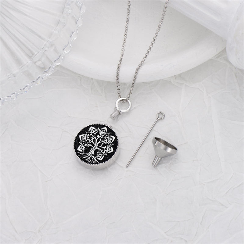 Sterling Silver Tree of Life Lotus Urn Necklaces for Ashes