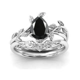 Sterling Silver 10K 14K 18K Gold 1ct Pear Shaped Gemstone Gemstone Engagement Ring Wedding Ring Sets