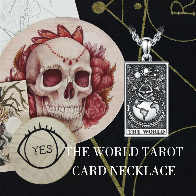 Sterling Silve Sun Moon Star Strength Lovers Death Devil Fool Tarot Card Pendant Necklace