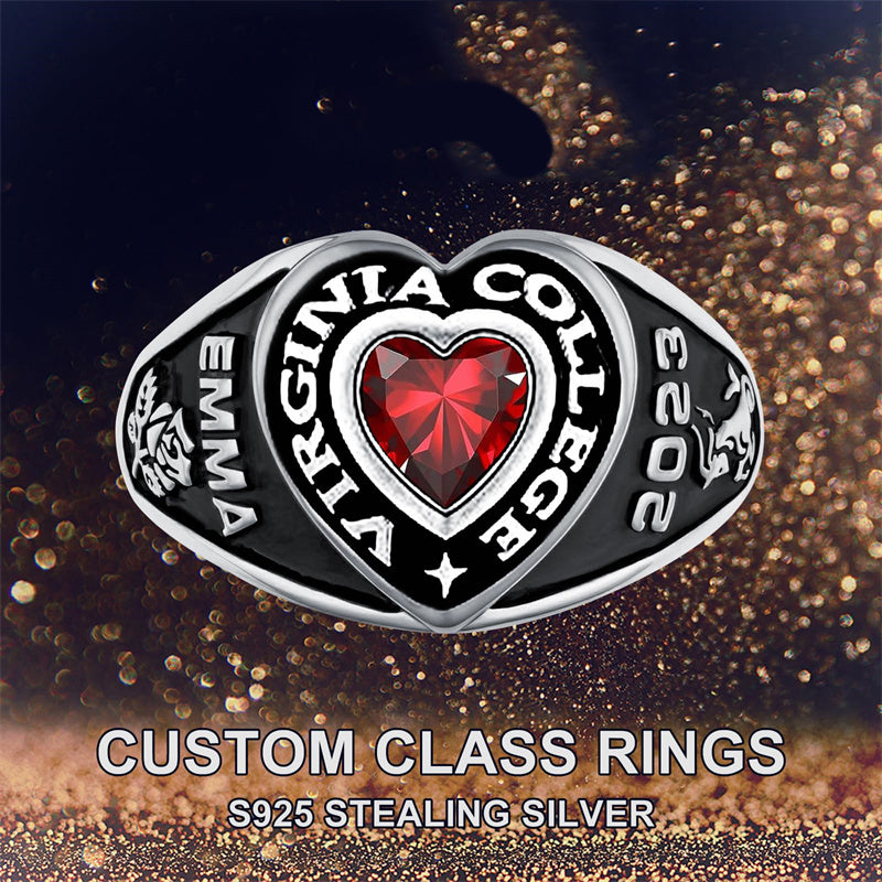Sterling Silver Personalized Birthstone Class Ring for Women