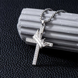 Sterling Silver Cross Christian Pendant Necklace for Men