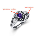 Sterling Silver Personalized Birthstone & Engraved Class Ring Graduation Ring for Women