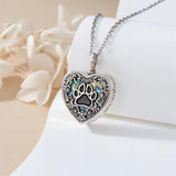 Sterling Silver Abalone Shell Personalized Photo Engraved Heart Cat Pigeon Paw Prints Urn Necklace for Ashes