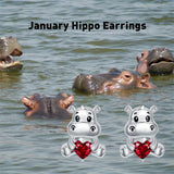 Sterling Silver Hippo Cubic Zirconia Stud Earrings