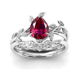 Sterling Silver 10K 14K 18K Gold 1ct Pear Shaped Gemstone Gemstone Engagement Ring Wedding Ring Sets