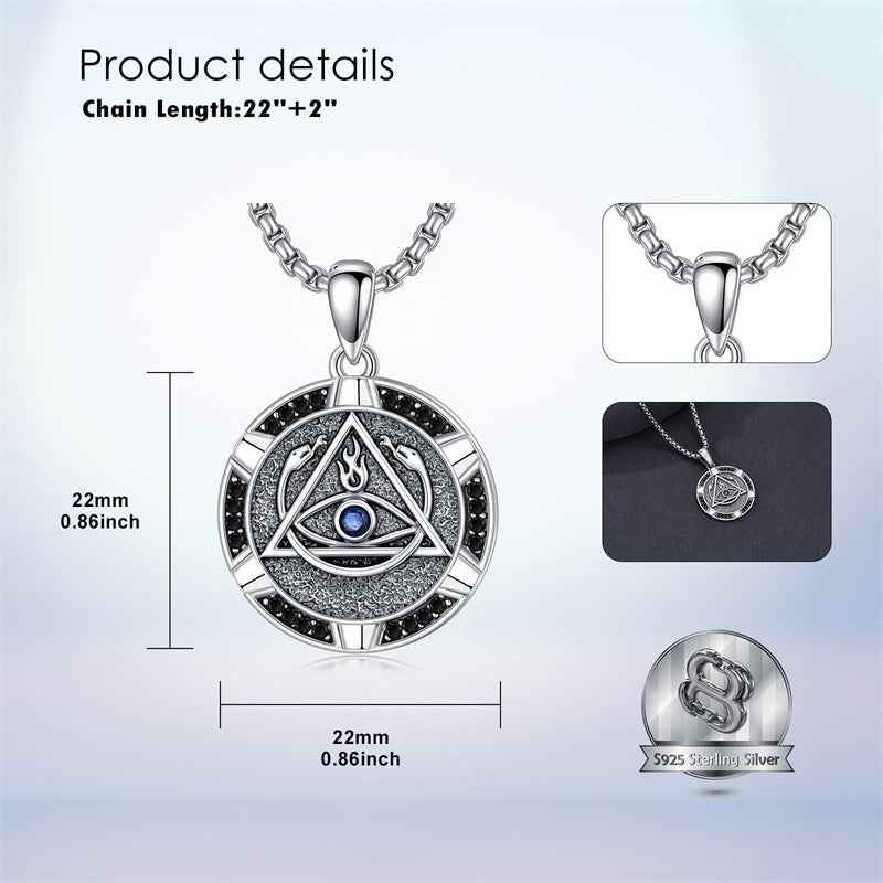 Sterling Silver AA Sobriety Alcoholics Anonymous  Pendant Necklace for Men