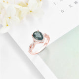 Sterling Silver Natural Moss Agate Engagement Ring
