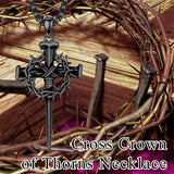 Sterling Silver Crown of Thorn Three Nail Cross Pendant Necklace
