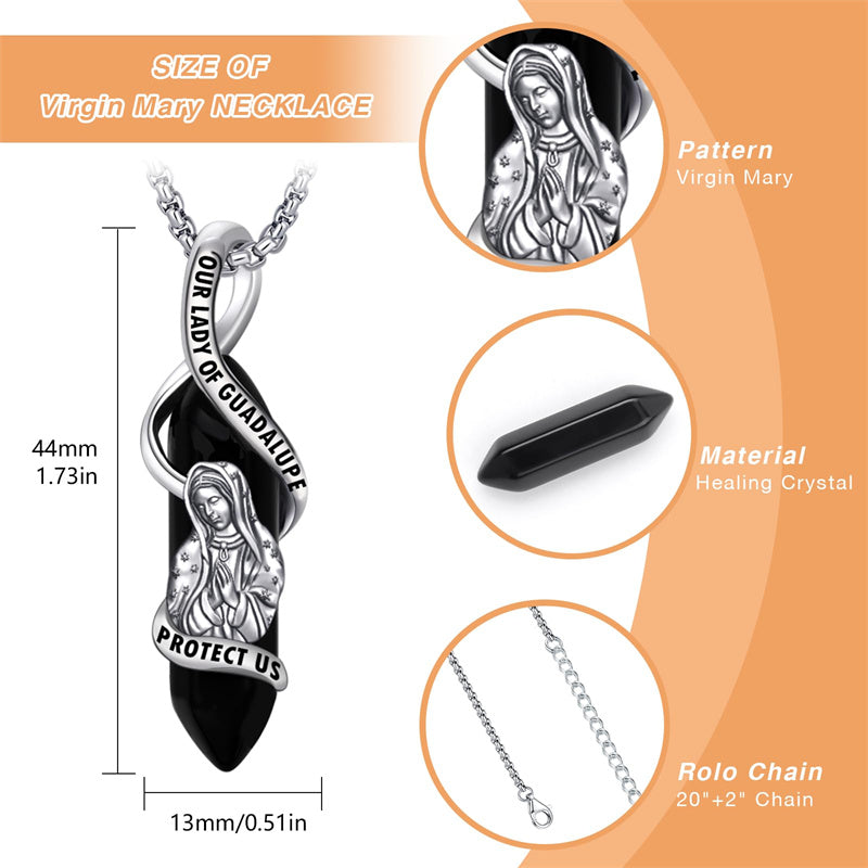 Sterling Silver Crystal Saint Michael Saint Christopher Guardian Angel Guadalupe Pendant Necklace