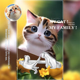 Sterling Silver Cute Cat Adjustable Ring for Women