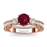 Sterling Silver 10K 14K 18K Personalized Engraved 1 Carat  Round Birthstone Engagement Ring