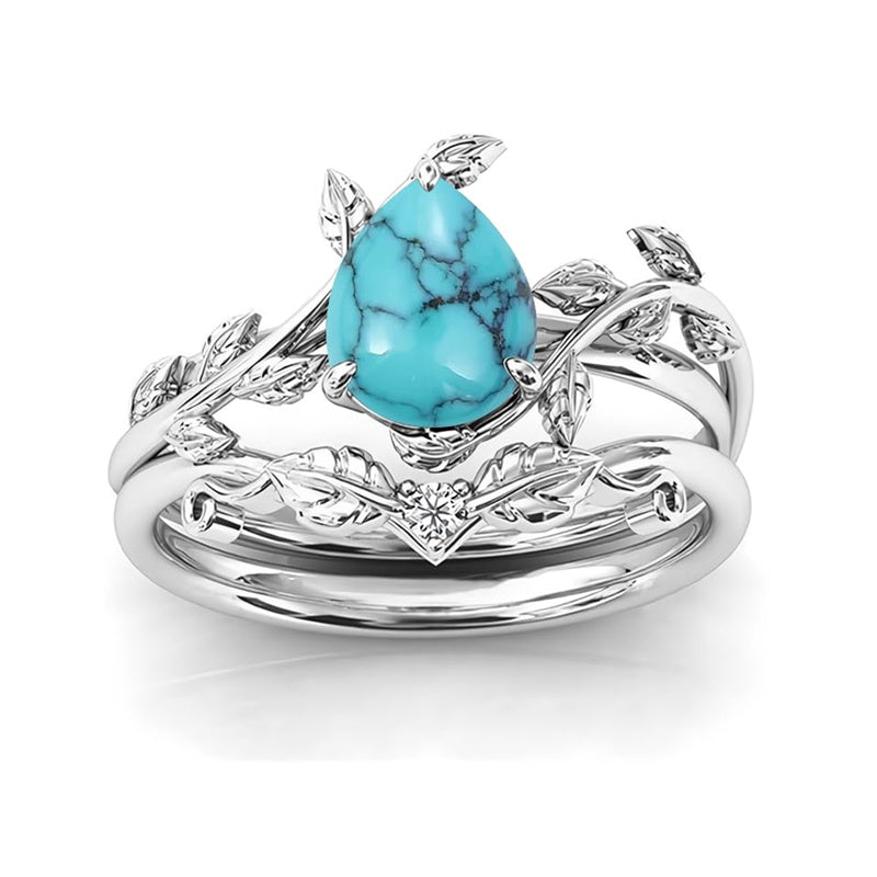 Sterling Silver 10K 14K 18K Gold 1ct Pear Shaped Gemstone Gemstone Engagement Ring Wedding Ring Sets