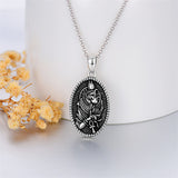 Sterling Silver Aztec Lion Cross Pendant Necklace