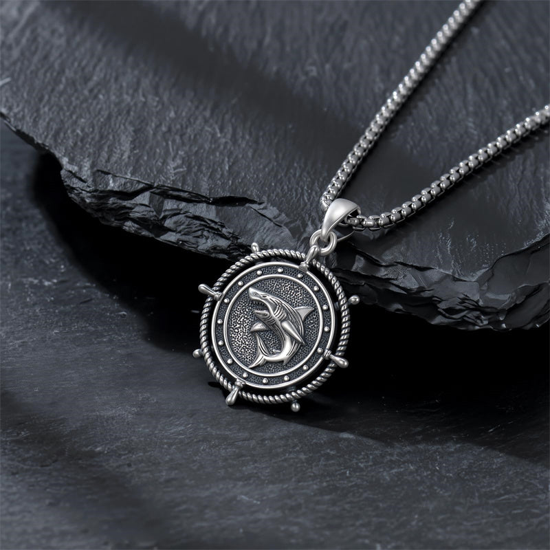 Sterling Silver Shark Pendant Necklace