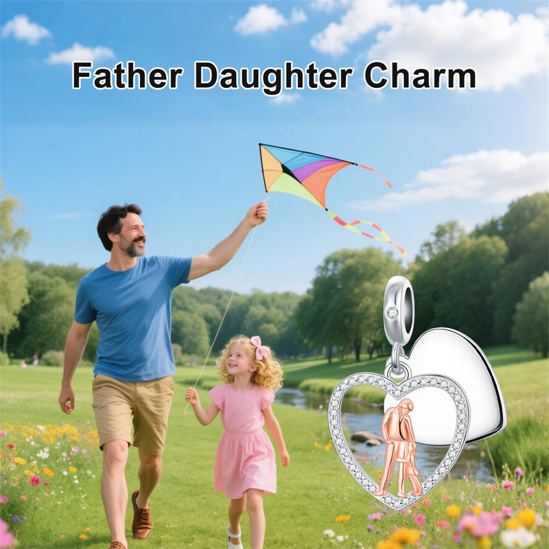 Sterling Silver Personalized Engraved Father-Daughter Charm Beads