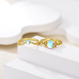 Sterling Silver 10K 14K 18K Gold Pear Cut Gemstone Leaf  Engagement Ring Set