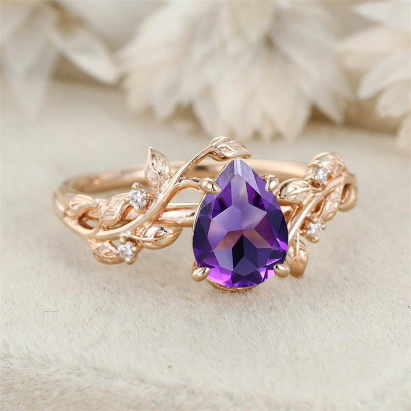 Sterling Silver 10K 14K 18K  Gold Pear Gemstone Vintage Engagement Wedding Promise Anniversary Ring