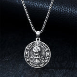 Sterling Silver Memento Mori Skull Pendant Necklace