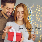 Sterling Silver Abalone Israel Map Pendant Necklace