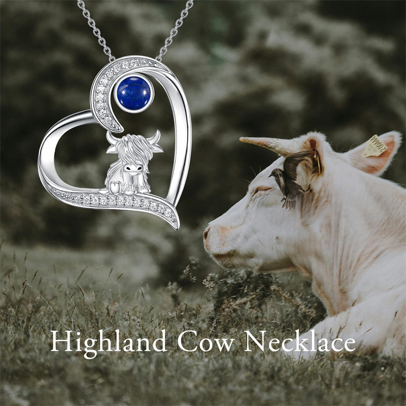 Sterling Silver Highland Cow Pendant Necklace