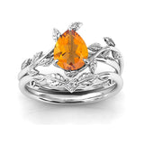 Sterling Silver 10K 14K 18K Gold 1ct Pear Shaped Gemstone Gemstone Engagement Ring Wedding Ring Sets