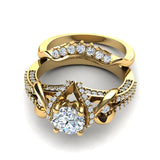 Sterling Silver Personalized Engraved Diamond Wedding Ring Set  Engagement Ring