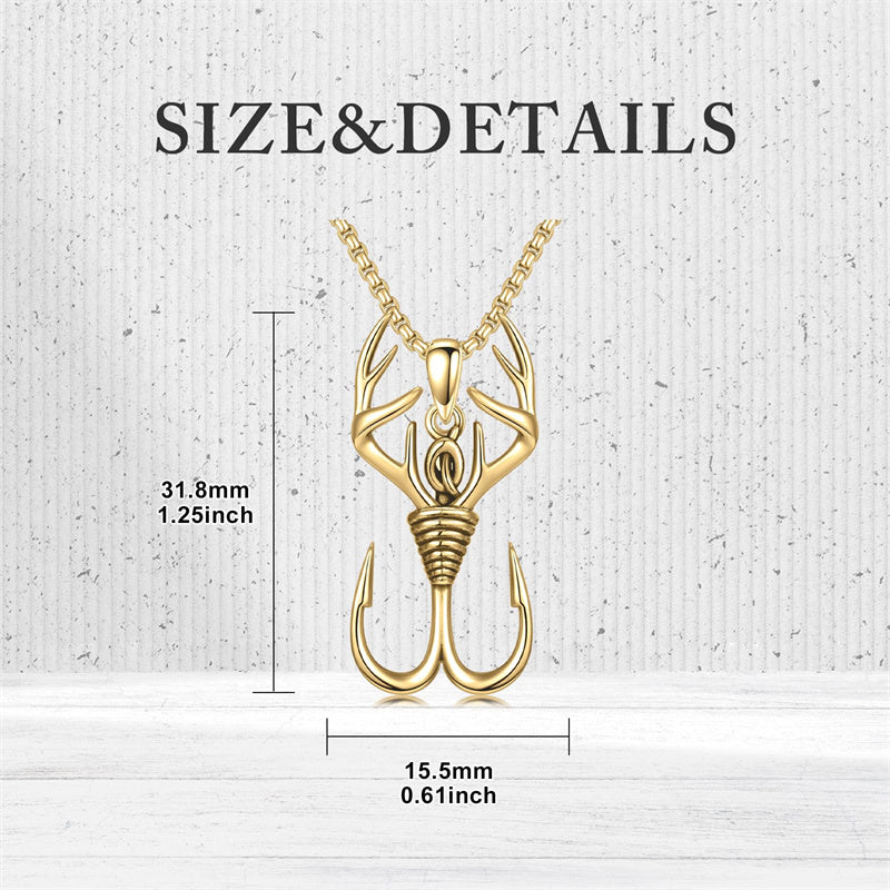 Sterling Silver Antler Pendant Necklace for Men