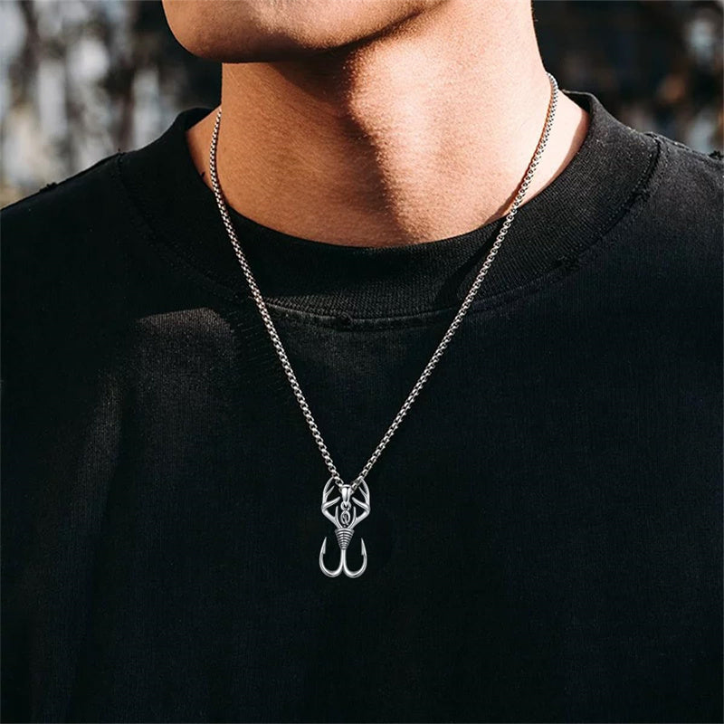 Sterling Silver Antler Pendant Necklace for Men