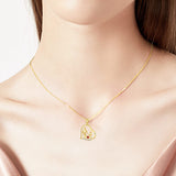 10K 14K 18K Gold Father Daughter Heart Pendant Necklace For Gift
