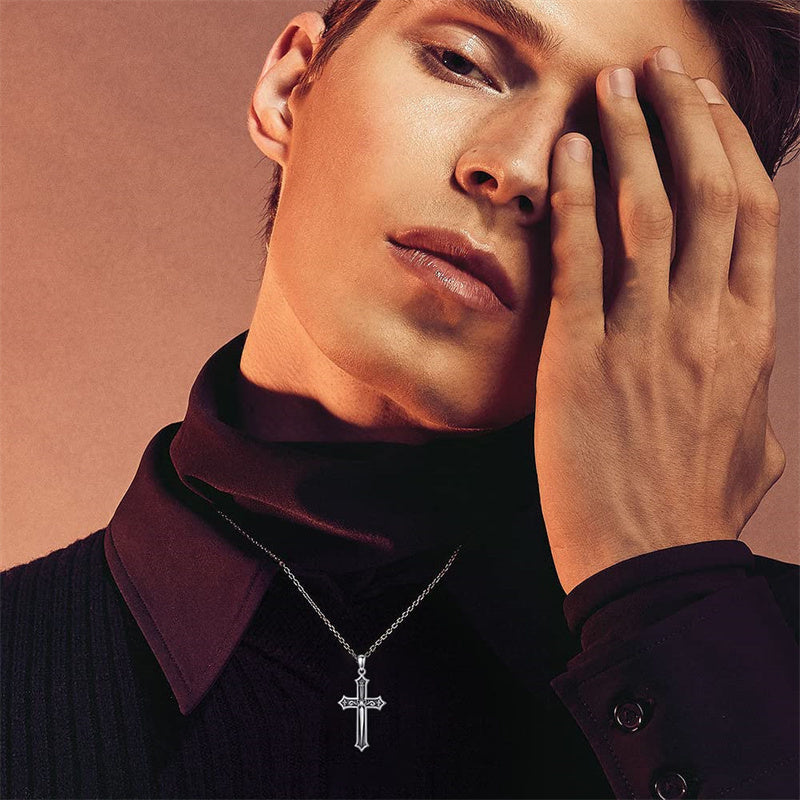 Sterling Silver Cross Sword Pendant Necklace