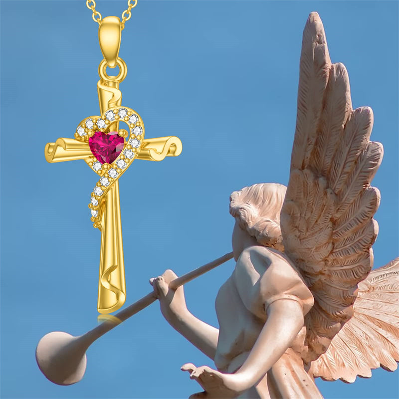 14K Gold Cubic Zirconia Cross Pendant Necklace