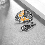 Sterling Silver Hummingbird Butterfly Bee Red Cardinal Pink Flamingo Adjustable Spoon Ring