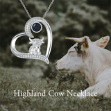 Sterling Silver Highland Cow Pendant Necklace