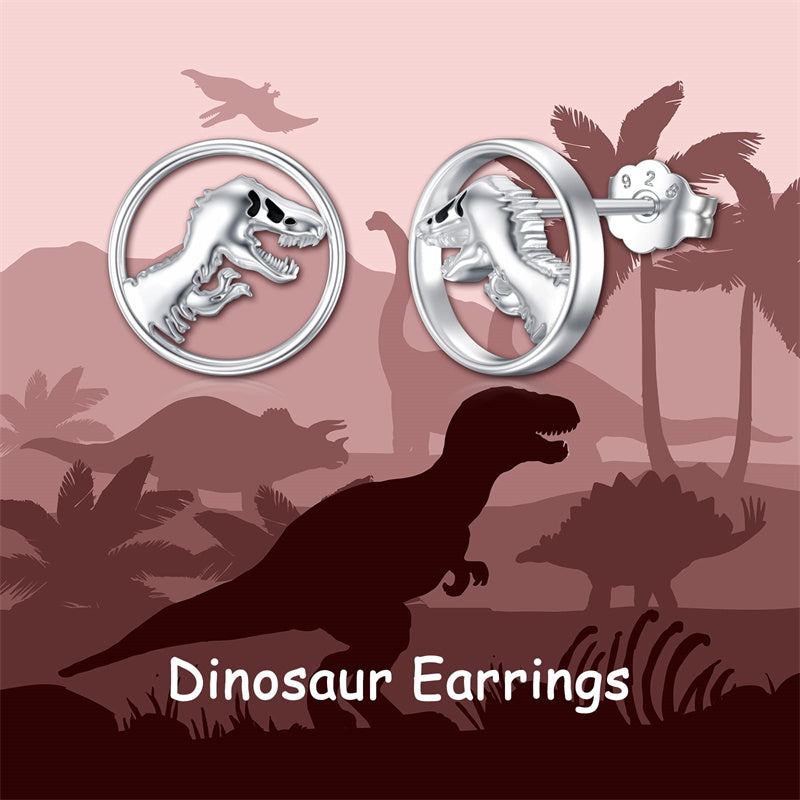 Sterling Silver Dinosaur Stud Earrings