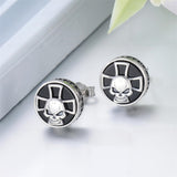 Sterling Silver Black Onyx Tree of Life Ankh Cross Skull Valknu Viking Stud Earrings