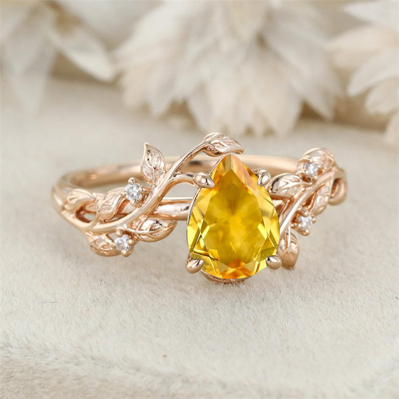 Sterling Silver 10K 14K 18K  Gold Pear Gemstone Vintage Engagement Wedding Promise Anniversary Ring