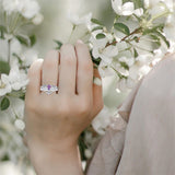 Sterling Silver Pear Shaped Gemstone Engagement Rings Set for Women