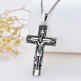 Sterling Silver Aztec Lion Cross Pendant Necklace