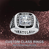 Sterling Silver Personalized Engraved Birthstone 2025 High School College Class Ring