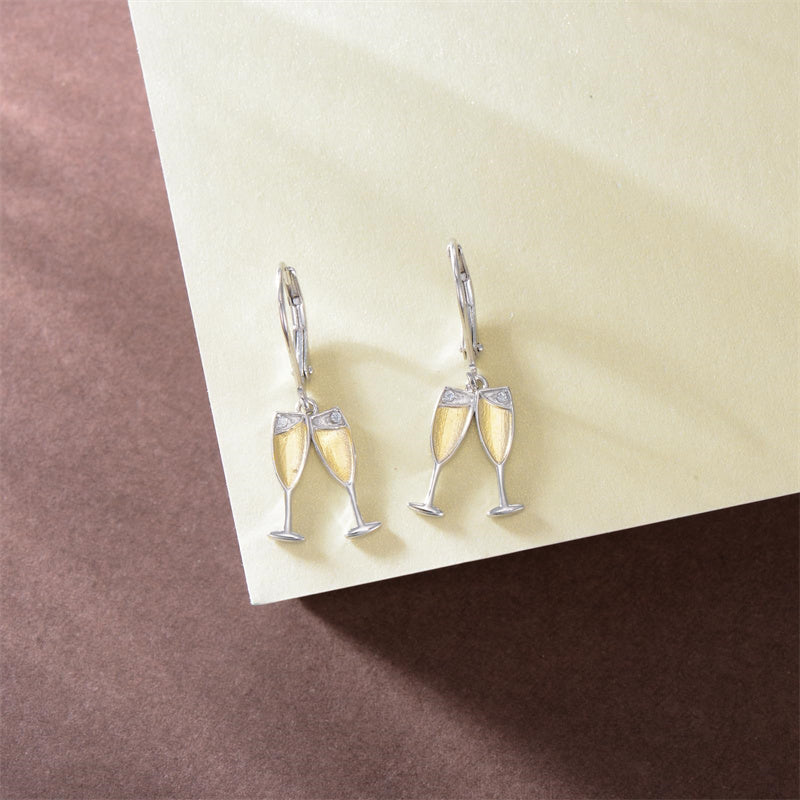 Sterling Silver Champagne Leverback Earrings