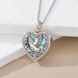 Sterling Silver Abalone Shell Personalized Photo Engraved Heart Cat Pigeon Paw Prints Urn Necklace for Ashes