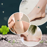 Sterling Silver Four Leaf Clover Multi-layered Anklet