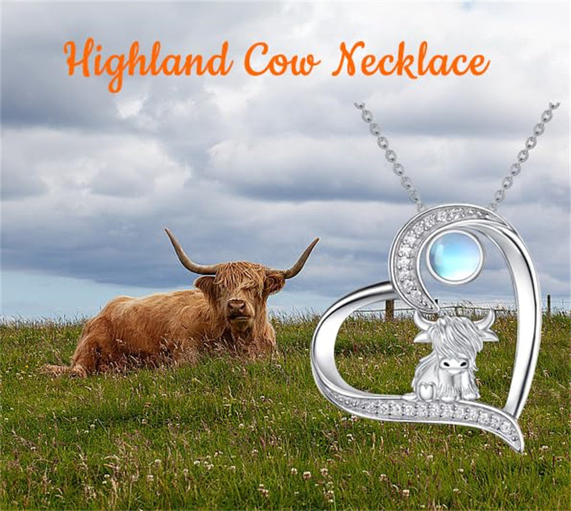 Sterling Silver Highland Cow Pendant Necklace