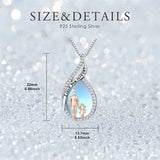 Sterling Silver Moonstone Father-Daughter Pendant Necklace Engraved with I Love You Forever