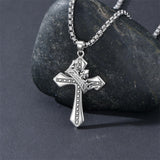 Sterling Silver Cross Christian Pendant Necklace for Men