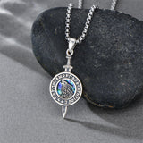Sterling Silver Abalone Shell Viking Wolf Pendant Necklace