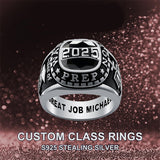 Sterling Silver Personalized  High School Colleg Class Ring