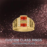 Sterling Sliver Personalied Engraved Birthstone Graduation High School Rings